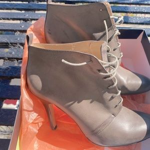 Grey Lace Up Ankle Booties